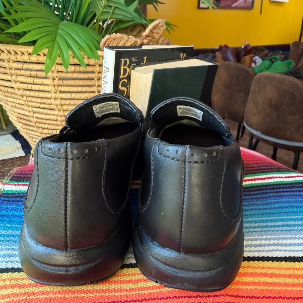 Merrell Tetra Wave Black Leather Slip On Loafers Womens 7.5 J40054 Brogue Shoes